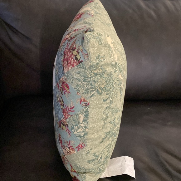 Olivia Embroidered Patchwork Throw Pillow, 100% Cotton, 16” x 16” NWT - Picture 4 of 4